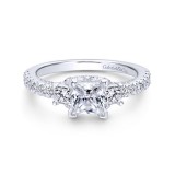 Gabriel & Co. 14k White Gold Entwined 3 Stone Engagement Ring photo