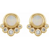 14K Yellow Opal & 1/8 CTW Diamond Earrings photo 2