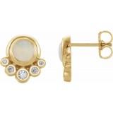 14K Yellow Opal & 1/8 CTW Diamond Earrings photo