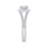 Shah Luxury 14K White Gold Cushion Cut Diamond Halo Engagement Ring with Split Shank (Semi-Mount) photo 2