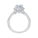Shah Luxury 14K White Gold Cushion Cut Diamond Halo Engagement Ring with Split Shank (Semi-Mount) photo 4