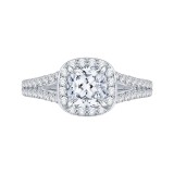 Shah Luxury 14K White Gold Cushion Cut Diamond Halo Engagement Ring with Split Shank (Semi-Mount) photo