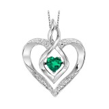 Gems One Silver Diamond (1/50 Ctw) & Created-Emerald (1/4 Ctw) Pendant photo