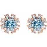 14K Rose Aquamarine & 1/2 CTW Diamond Earrings photo 2