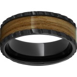 Black Diamond Ceramic Pipe Cut Band with Single Malt Barrel Aged Inlay and Notched Edge photo