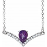 14K White Amethyst & .06 CTW Diamond 18 Necklace photo