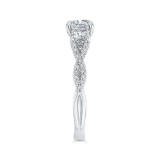 Shah Luxury 14K White Gold Three-Stone Engagement Ring with Round Diamond (Semi-Mount) photo 3