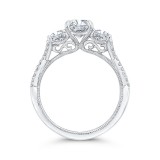 Shah Luxury 14K White Gold Three-Stone Engagement Ring with Round Diamond (Semi-Mount) photo 4