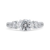 Shah Luxury 14K White Gold Three-Stone Engagement Ring with Round Diamond (Semi-Mount) photo