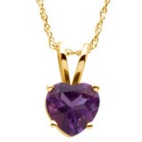 14K Yellow 6x6 mm Heart Amethyst Solitaire 18 Necklace photo