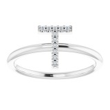 14K White .06 CTW Diamond Initial T Ring photo 3