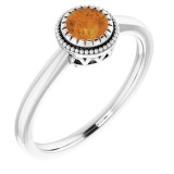 14K White Citrine November Birthstone Ring photo
