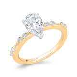 Shah Luxury 14K Two-Tone Gold Pear Cut Diamond Solitaire Plus Engagement Ring (Semi-Mount) photo 2