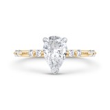 Shah Luxury 14K Two-Tone Gold Pear Cut Diamond Solitaire Plus Engagement Ring (Semi-Mount) photo