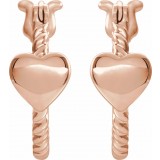 14K Rose 14 mm Heart Rope Hoop Earrings photo 2