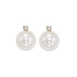 Gems One 14Kt White Gold Diamond (1/20Ctw) & Pearl (1 Ctw) Earring photo