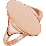 14K Rose 16.4x8.5 mm Oval Signet Ring photo