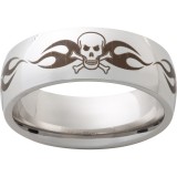 Serinium Domed Band with Skull Laser Engraving photo