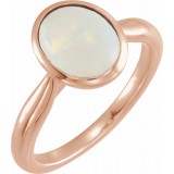 14K Rose 10x8 mm Oval Cabochon Ethiopian Opal Ring photo