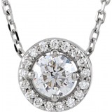14K White 1/4 CTW Diamond Halo-Style 16 Necklace photo