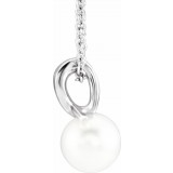 14K White Freshwater Cultured Pearl Bypass 16-18 Necklace photo 2