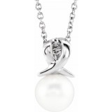 14K White Freshwater Cultured Pearl Bypass 16-18 Necklace photo