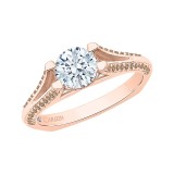 Shah Luxury 14K Rose Gold Brown Diamond Engagement Ring with Split Shank (Semi-Mount) photo 2