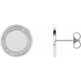 14K White 1/4 CTW Diamond Engravable Earrings photo