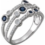 14K White Blue Sapphire & 3/8 CTW Diamond Ring photo