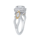 Shah Luxury 14K Two-Tone Gold Emerald Cut Diamond Halo Engagement Ring (Semi-Mount) photo 3