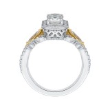 Shah Luxury 14K Two-Tone Gold Emerald Cut Diamond Halo Engagement Ring (Semi-Mount) photo 4