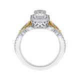 Shah Luxury 14K Two-Tone Gold Emerald Cut Diamond Halo Engagement Ring (Semi-Mount) photo 4