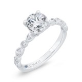 Shah Luxury 14K White Gold Bezel Set Round Diamond Engagement Ring (Semi-Mount) photo 2
