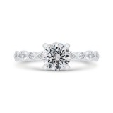 Shah Luxury 14K White Gold Bezel Set Round Diamond Engagement Ring (Semi-Mount) photo