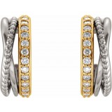 14K Yellow/White 1/5 CTW Beaded Hoop Earrings photo 2