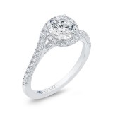 Shah Luxury 14K White Gold Round Diamond Halo Engagement Ring (Semi-Mount) photo 2