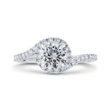 Shah Luxury 14K White Gold Round Diamond Halo Engagement Ring (Semi-Mount) photo
