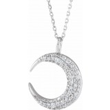 14K White 1/3 CTW Diamond Crescent Moon 16-18 Necklace photo