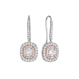Henri Daussi Rose Platinum Diamond Drop Earrings photo