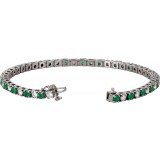 14K White Emerald & 2 1/3 CTW Diamond Line 7  Bracelet photo 2