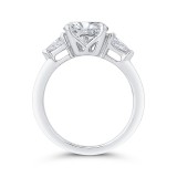 Shah Luxury 14K White Gold Three Stone Engagement Ring Center Round with Shield-cut sides Diamond photo 4