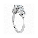 14k White Gold Diamond Semi-Mount 3 Stone Engagement Ring photo 3