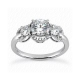 14k White Gold Diamond Semi-Mount 3 Stone Engagement Ring photo