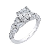 Shah Luxury 14K White Gold Round Diamond Floral Engagement Ring (Semi-Mount) photo 2