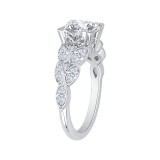 Shah Luxury 14K White Gold Round Diamond Floral Engagement Ring (Semi-Mount) photo 3