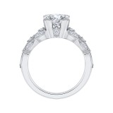 Shah Luxury 14K White Gold Round Diamond Floral Engagement Ring (Semi-Mount) photo 4