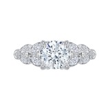 Shah Luxury 14K White Gold Round Diamond Floral Engagement Ring (Semi-Mount) photo