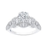 Shah Luxury 14K White Gold Round Diamond Floral Engagement Ring (Semi-Mount) photo 2