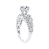 Shah Luxury 14K White Gold Round Diamond Floral Engagement Ring (Semi-Mount) photo 3