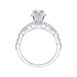 Shah Luxury 14K White Gold Round Diamond Floral Engagement Ring (Semi-Mount) photo 4